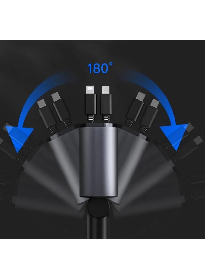 شاحن سيارة سريع 4 في 1 بسلك قابل للسحب مع شاشة عرض الجهد الرقمي - Image 4